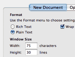 New Document Preferences