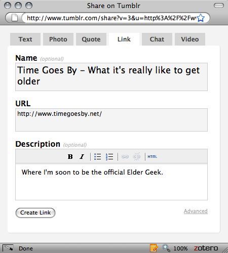 saving a link on Tumblr