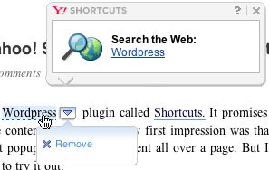 The options for a suggested shortcut
